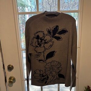 Habitat Gray and Black Floral Sweater